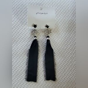 Free People Lulu Ribbon Dangle Earrings/Black